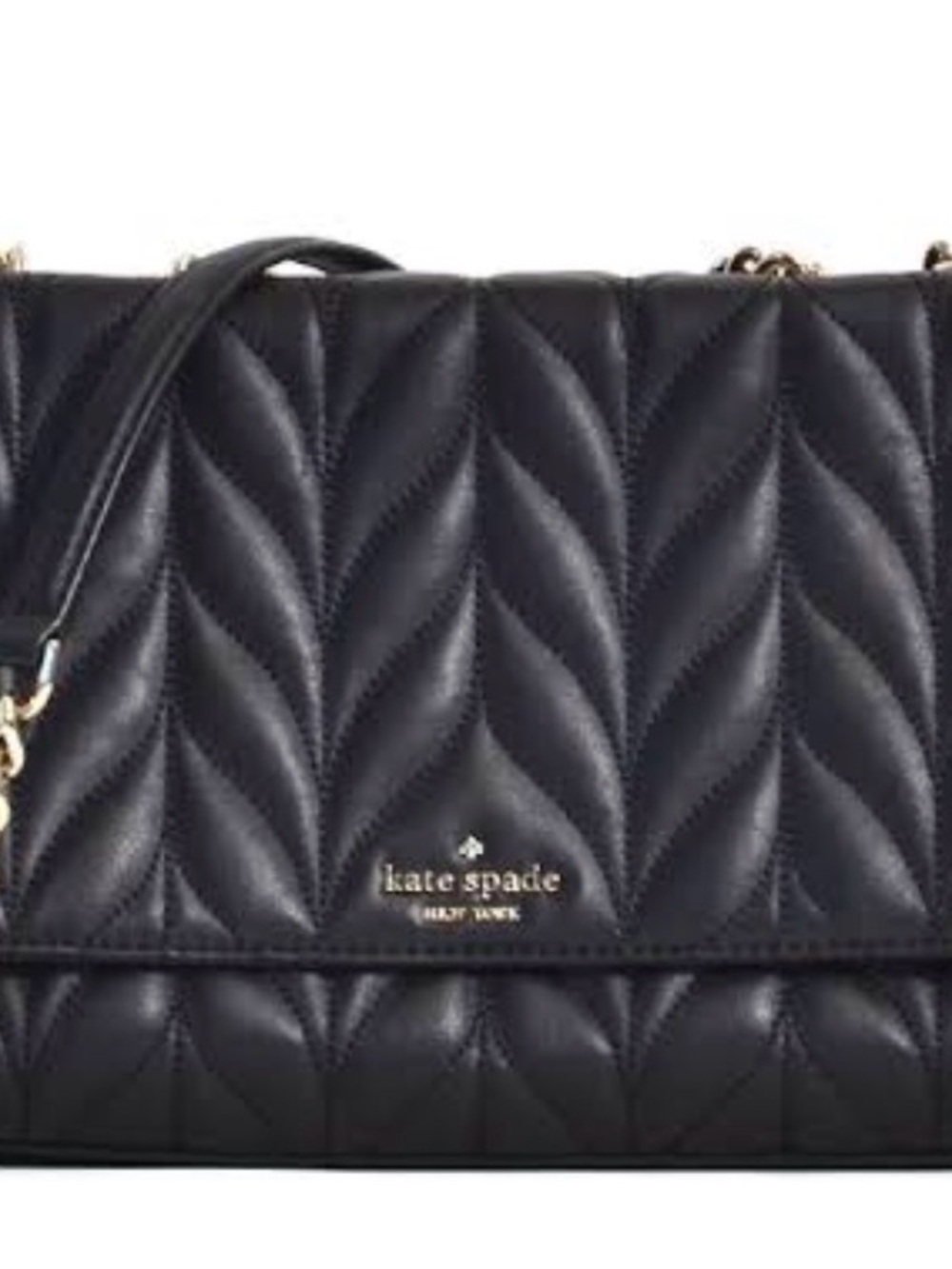 kate spade black quilted leather shoulder bag with gold chain strap
